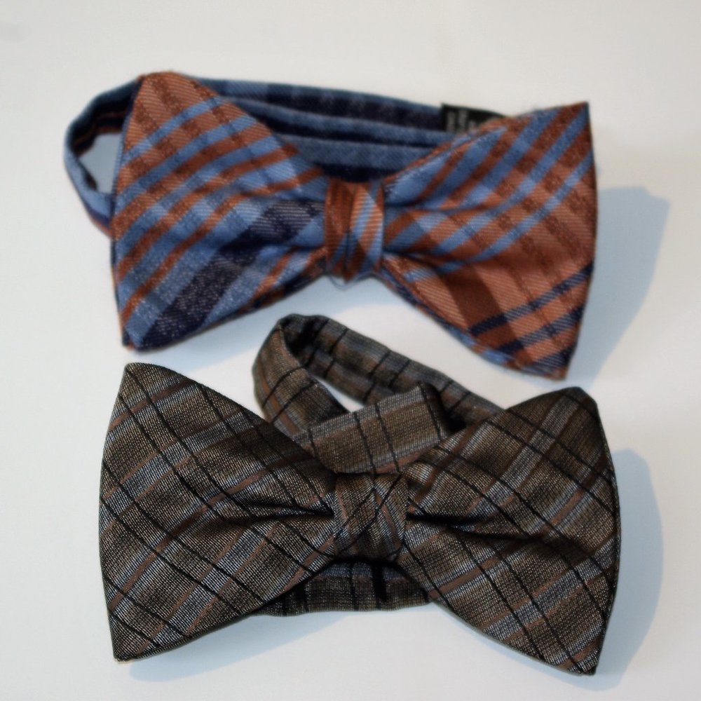 NWOT - 2 Canadian-Made Tied Bow Ties (1silk-1wool)